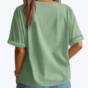 2025 Nueva camiseta de moda para mujer, logotipo impreso personalizado, algodón transpirable para fiestas, ajuste holgado, cremallera ecológica para verano - Product Image 3