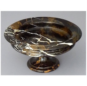 Bol en marbre noir classique avec veines blanches, poli à la main, plat de service pour la décoration de la maison et la présentation sur la table, bol de service - Product Image 1