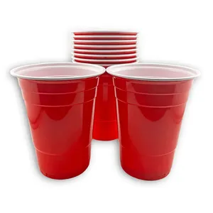 Gobelet en plastique PP jetable rouge de 16 oz, gobelet pour fête, gobelet pour boissons, gobelet à emporter, gobelet pour boissons froides, en plastique - Product Image 3