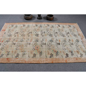 พรมตุรกีโบราณสีเบจสีส้ม4.4x7.5ฟุตพื้นที่ขนาดใหญ่ผ้าขนสัตว์รูปแบบการเย็บปะติดปะต่อกันด้านหลังของยางสำหรับพรมห้องนอน - Product Image 3