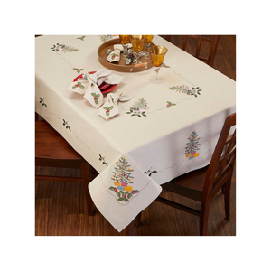 Nappe en coton à fleurs numérique Jacquard de luxe 70x108 pouces certifiée GOTS brodée 210 GSM fabriquée en Inde salle à manger élégante - Product Image 6