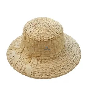 술 패턴과 리본 활을 가진 물 히아신스 모자, 다양한 색상 여성을위한 좋은 태양 보호
