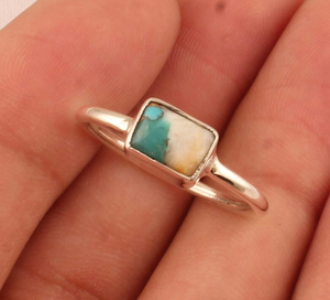 925 Sterling Silver Oyster Turquoise Ring Handmade Fashion Jewelry Gift for Mother Gemstone Ring Women Ring - Product Image 4