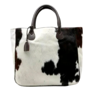 Fourre-tout en cuir véritable d'inspiration bohème occidentale finition à cheveux fermeture à glissière écologique sangle croisée printemps toutes saisons - Product Image 1