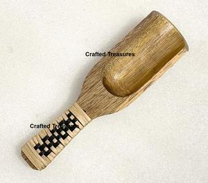 Petites cuillères en bois écologiques, cuillères à épices avec manche en rotin tressé, cuillères doseuses, ustensiles de cuisine pour la maison - Product Image 2