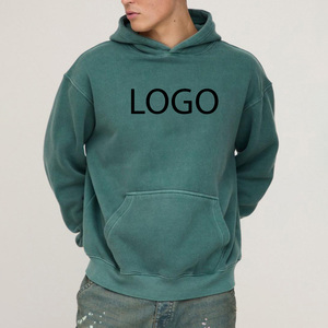 Luxe de haute qualité 350 GSM épais coton polaire surdimensionné brodé impression personnalisée goutte épaule pondéré sweat à capuche pour hommes - Product Image 4