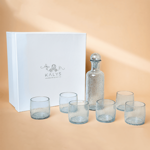 Coffret cadeau Lella Prestige en verre soufflé transparent bleu foncé miel - Product Image 2