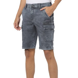 <b>Cargo</b> 2024 New Canvas Knitted <b>Denim</b> <b>Shorts</b> for <b>Men</b> Plus Size Solid High Waist Button Fly Breathable Quick Dry High Street Style - Product Image 1