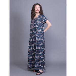 Chemise de nuit longue pour femme Alpine avec poche latérale, en tissu extensible et tissé, douce, respirante, confortable, maxi, imprimée, pour le quotidien - Product Image 4