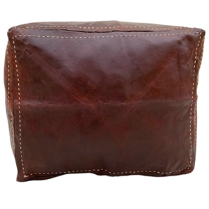 Brown Genuine Leather Handmade Modern Ottoman Pouf Footstool for <b>Bedroom</b> and Living Room - Product Image 2