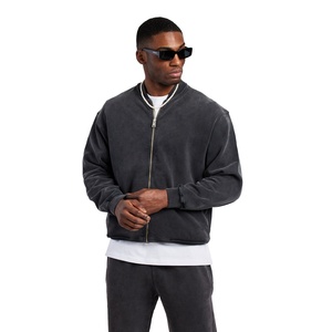 Survêtement d'hiver imprimé léger en jersey 100 % coton, coupe bomber, avec fermeture éclair intégrale, effet délavé vintage, écologique, grandes tailles - Product Image 3