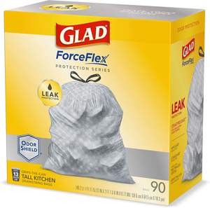 Bolsas de Basura Glad ForceFlex Altas para Cocina, con Cordón, 13 Galones, Sin Fragancia, 110 Unidades (El Paquete Puede Variar), (Paquete de 3) - Product Image 1