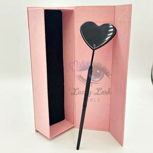 Customized Shine Black Heart-Shaped Eyelash Extensions <b>Storage</b> <b>Tools</b> Stainless Steel Mirror <b>Box</b> Custom Logo Private Eyelashes - Product Image 1