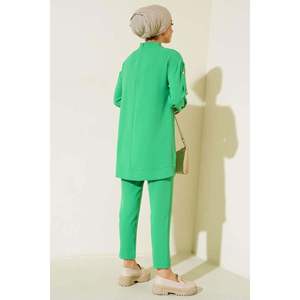 Benetton ชุดเสื้อผ้า2ชิ้นสำหรับผู้หญิง, กางเกงคอปกมีกระดุมขนาด XXL ผ้าสแปนเด็กซ์ทอสำหรับฤดูร้อนฤดูใบไม้ร่วง MIDI - Product Image 3