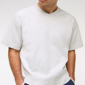 T-shirt décontracté 100% coton pour hommes, coupe large, coupe ajustée, épaules tombantes, streetwear OEM de haute qualité, logo personnalisé, t-shirt uni - Product Image 4