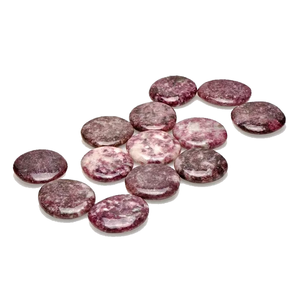 Pierre de haute qualité palmier plat lépidolite palmier plat cristal pierre précieuse pierre naturelle forme plate pierre de poche Protection grossiste - Product Image 1