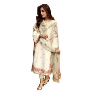 Indischer pakistanischer Stil schwere Stickerei Arbeit Party Kleider pakistanischer und indischer Stil Salwar Kameez dreiteiliges Kleid für Damen