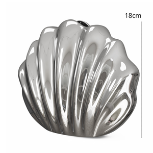 Jarrón de Cerámica Moderno Hecho a Mano con Diseño de Concha Plateado de 18 cm para Mesa - Product Image 5