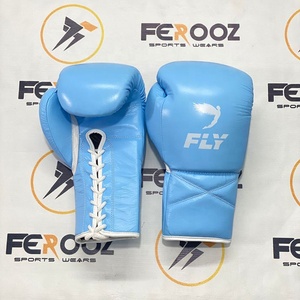 Guantes de Boxeo Profesionales Fly Super Lace Pro X, Color Azul Cielo, para Entrenamiento y Combate, Diseño Personalizado, Guantes de Boxeo para Competencia Fly - Product Image 1