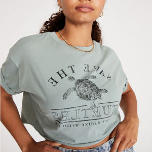 Camiseta extragrande de alta calidad para mujer, Camiseta con estampado personalizado de logotipo de talla grande, estilo informal de ocio, diseño sencillo en blanco para el verano - Product Image 6