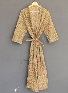 Robe kimono en coton à imprimé floral blo fait à la main vêtements de nuit sexy cordon de serrage taille libre chemise de nuit pour l'automne pour les demoiselles d'honneur été - Product Image 2