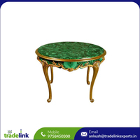 Comptoir de cuisine moderne de luxe en pierre semi-précieuse malachite, avec structure en acier et matériau en granit