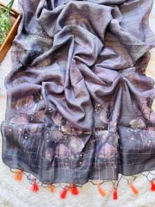 Nouveau 2024 dernière tenue de créateur Style moderne meilleur saree en soie Tussar avec broderie travail femme fabrication de mode de l'Inde - Product Image 2