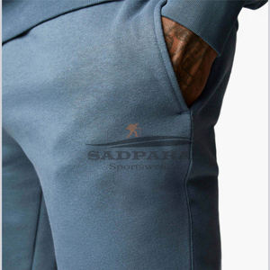 Alta calidad moda hombres sudor traje algodón polar dos piezas entrenamiento Jogger chándal con cuello redondo sudadera diseño personalizado - Product Image 3