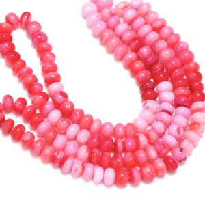 Hot Pink Opal Rondelle <b>Beads</b>: AAA Smooth Gemstone Strand - Product Image 2