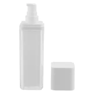 Custom square round corner acrylic cosmetic bottles cosmetic cream jar luxury skincare packaging set 50ml lotion bottle