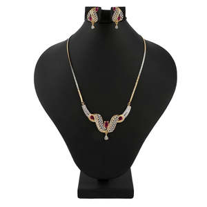 Kundan Jewellery <b>Locket</b> Set - Golden & <b>Silver</b> - Product Image 1