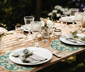 Handcrafted American Style Round <b>Beaded</b> <b>Placemats</b>/pads for Dining Table Wedding Christmas & Family Gatherings Made of Glass - Product Image 3