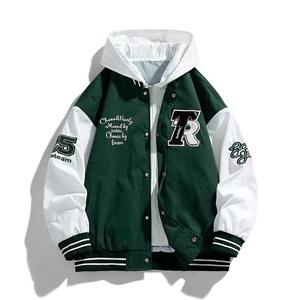 Veste universitaire pour hommes personnalisable de haute qualité brodée Letterman Baseball Bomber à capuche avant Polyester veste personnalisable - Product Image 4