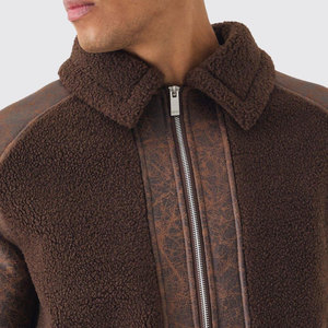 Veste en cuir de fausse fourrure de motard de taille plus écologique veste en cuir de peau de mouton pour hommes de qualité supérieure grande personnalité - Product Image 6