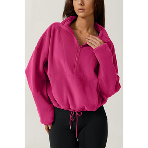 2024 personalizado mujer media cremallera sudadera lana resistente al viento al aire libre bordado impreso algodón polar ropa de calle sudaderas - Product Image 3