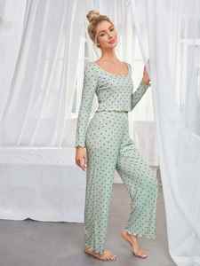 Pyjamas pour femmes, ensembles de nuit à pois, vêtements de nuit personnalisés, coton bambou, vente en gros, ensemble de pyjama pour femmes - Product Image 2