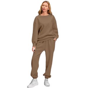 ชุดเสื้อสเวตเตอร์ถัก2ชิ้นสำหรับผู้หญิง, ชุดเสื้อสเวตเตอร์โอเวอร์ไซส์และชุดลำลองทรงหลวมมีกระเป๋าสำหรับฤดูหนาวแฟชั่นฤดูใบไม้ร่วง - Product Image 3