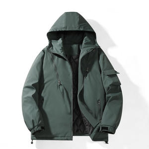 Veste matelassée d'hiver pour homme en polyester, chaude, coupe-vent, épaisse, décontractée, avec doublure en coton écologique et logo frontal - Product Image 4