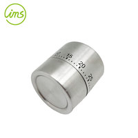 Timer Silinder Mekanik Dapur IMS Stainless Steel Silver dengan Penghitung Mundur 60 Menit Logo Dapat Disesuaikan 144.5g