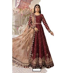 ชุดเดรสสีแดงเข้มของอินเดียและปากีสถานจากปากีสถานชุดเดรสสีใหม่ - Product Image 1