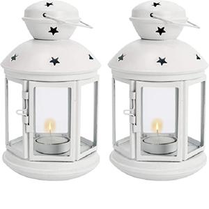 Juego de 2 portavelas de Metal blanco para decoración de interiores y exteriores, conjunto de 2 portavelas para decoración de bodas, jardín, balcón - Product Image 4