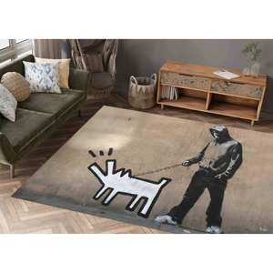 พรมลายสุนัขเห่าของแบงก์ซี่: พรมตกแต่งสไตล์สตรีทอาร์ต พรมพิมพ์ลาย พรมเนื้อนุ่มแบบไม่ทอ - Product Image 4