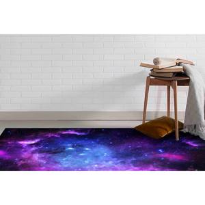 Tapis imprimé paysage ciel étoilé, motif violet et bleu pour un nettoyage facile, tapis en velours - Product Image 4