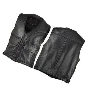 Chaleco de cuero sin mangas para hombre, estilo casual, con acabado premium, para actividades al aire libre y ropa de moda. - Product Image 6