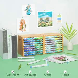 Organisateur de marqueurs en bambou Ohuhu, rangement de bureau en bois pour 112 marqueurs, organisateur de papeterie, porte-crayons - Product Image 4