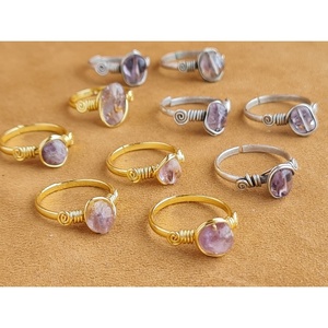 Gold and Silver Plated Fashion <b>Rings</b> with Purple Stone for Retail Jewelry Collections - Product Image 1