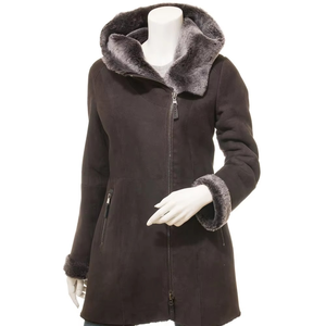 Chaquetas de Cuero de Moda para Mujer de Alta Calidad, Chaqueta de Cuero Larga con Capucha y Talla Personalizada, Cuero Original - Product Image 1