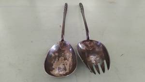 Poignée antique de serveur de salade d'argenterie d'acier inoxydable argenté de conception traditionnelle pour l'approvisionnement de restaurant d'hôtel d'ustensiles de cuisine - Product Image 3