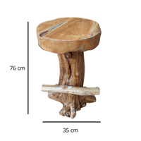 Tabouret de bar confortable en teck massif, design farmhouse, chaise de jardin, salle à manger, cour, cuisine, salon, utilisation en extérieur