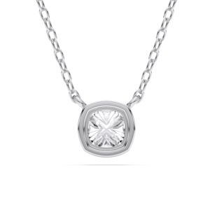 Conjunto de bisel de diamante cultivado en laboratorio con corte esmeralda de 1,00 quilates, colgante chapado en oro de lujo solitario hecho en platino 950 Unisex - Product Image 3